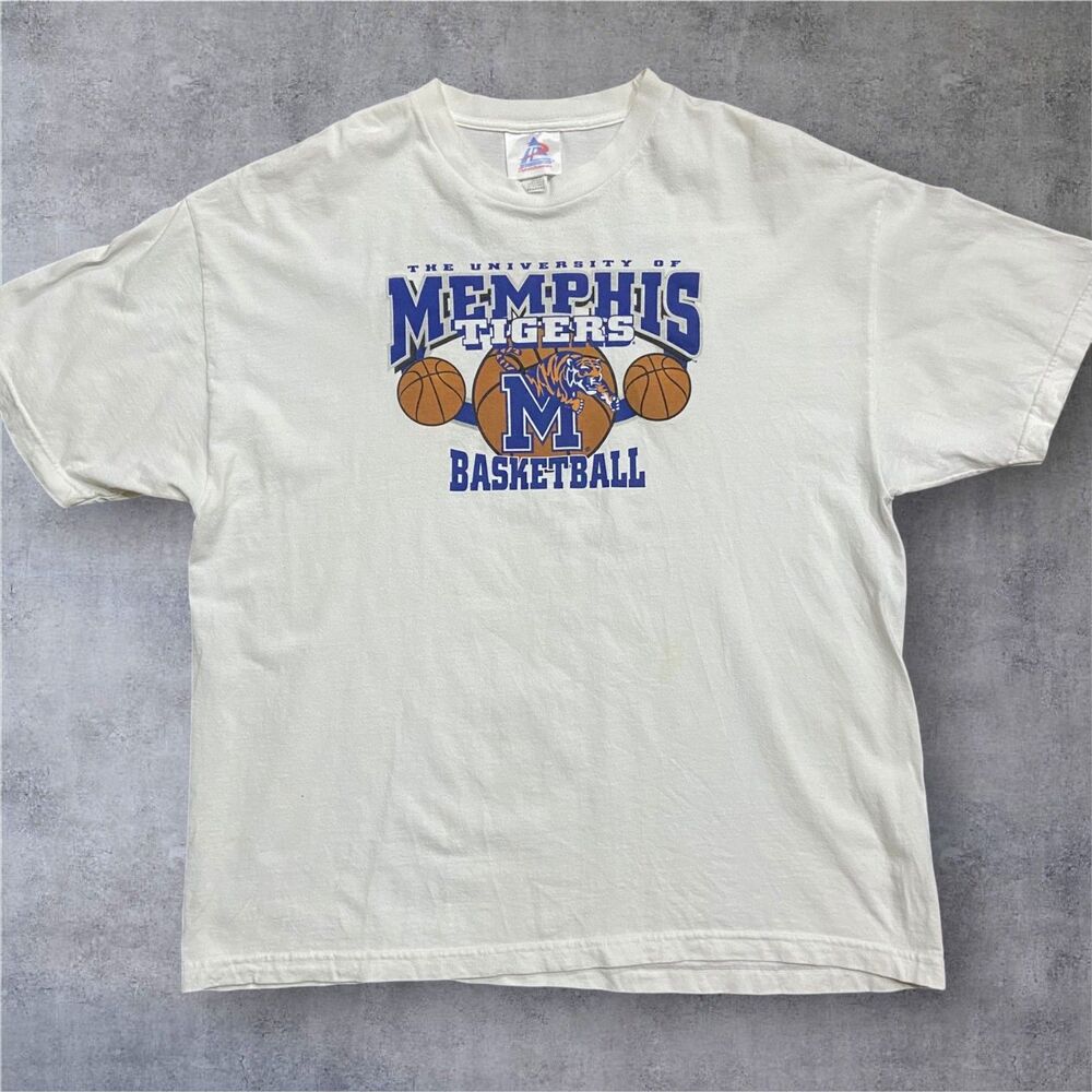 Tri-Lake Sportswear NCAA Memphis Tigers Basketball Vintage Tee White Men's 2XL